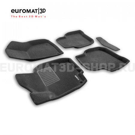 Текстильные 3D коврики Euromat3D Business в салон для Skoda Superb (2009-2014) № EMC3D-004509G Серые