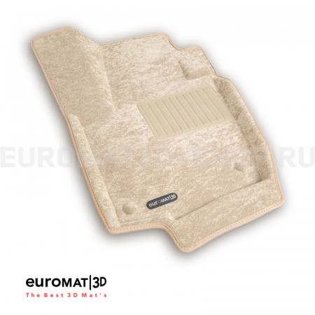Текстильные 3D коврики Euromat3D Business в салон для Volkswagen Polo (2020-) № EMC3D-004508T Бежевые
